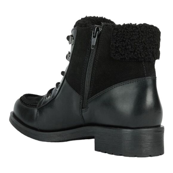 Geox Rawelle ABX faux shearling trim waterproof boots black leather sz 8/38 NWB - Picture 6 of 11